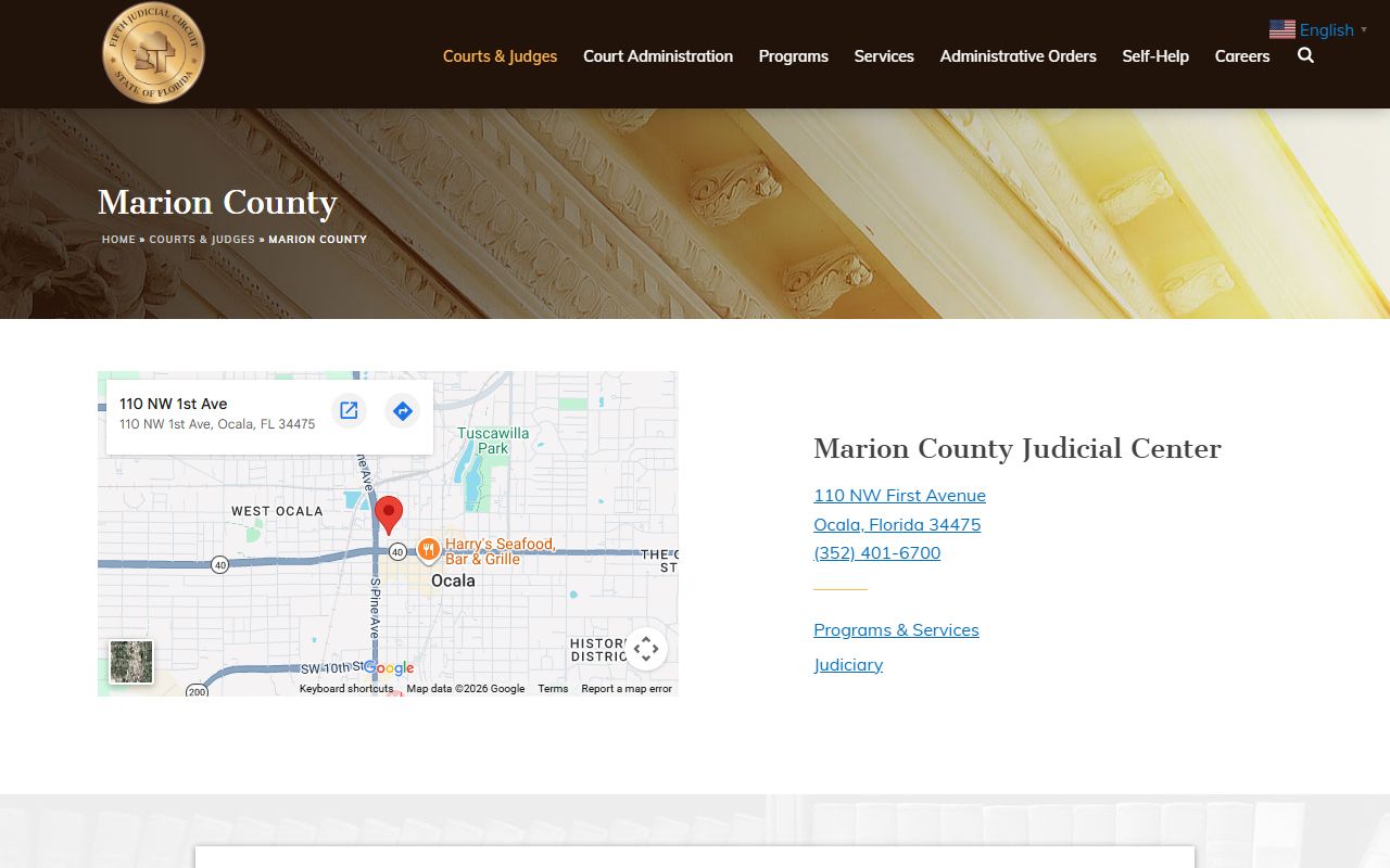 Fifth Judicial Circuit Marion County court records page