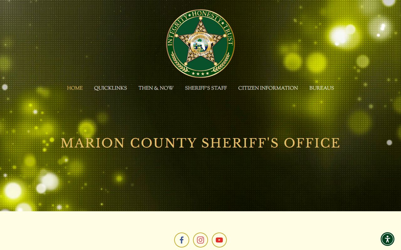 Marion County Sheriff home page with inmate and warrant records links